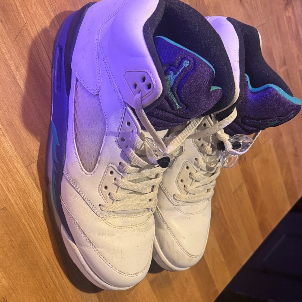Nike Air Jordan 5 Retro Grapes White and Purple Athletic Shoes